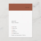 Modern Black Terracotta Stripe Monogram Weddenscha RSVP Kaartje (Voorkant)