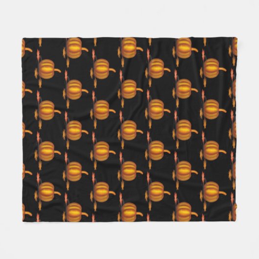 Modern Black | THANKSGIVING | Pompoen Fleece Deken (Voorkant (Horizontaal))