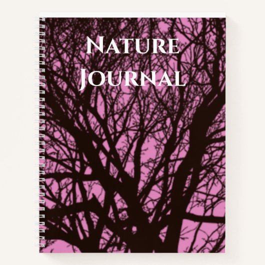 Modern Black Tree Roze Natuur Journal Notitieboek (Voorkant)