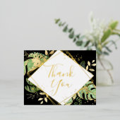 Modern Black Tropical Foliage Weddenschap Bedankt Folie Uitnodiging Briefkaart (Staand Voorkant)