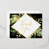 Modern Black Tropical Foliage Weddenschap Bedankt Folie Uitnodiging Briefkaart (Voorkant / Achterkant)