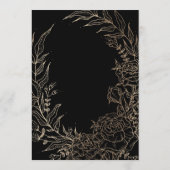 Modern Black Tuxedo Golden Pampas Monogram Wreath Kaart (Achterkant)