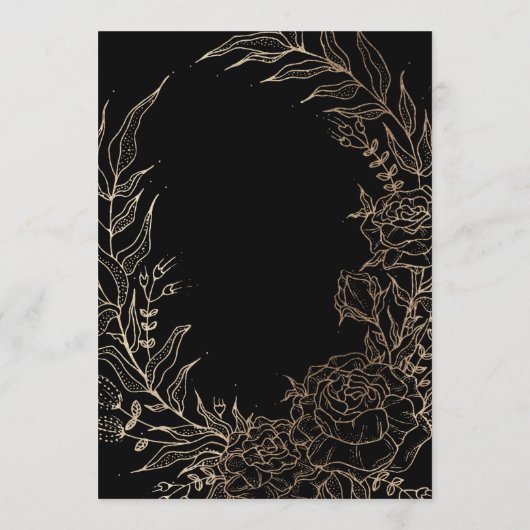 Modern Black Tuxedo Golden Pampas Monogram Wreath Kaart (Achterkant)