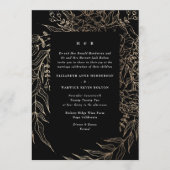 Modern Black Tuxedo Golden Pampas Monogram Wreath Kaart (Voorkant)