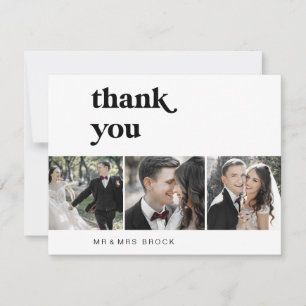 Modern Black Typografie 3 Foto Hartelijk dank Bedankkaart