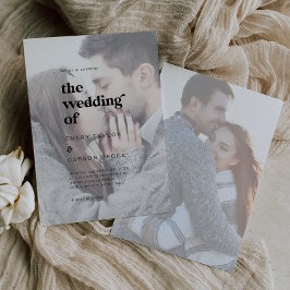 Modern Black Typografie | Faded-fotoweddenschap Kaart