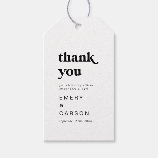 Modern Black Typografie Hartelijk dank Cadeaulabel (Voorkant)