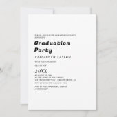 Modern Black Typography Afstudeerder Party Invitat Kaart (Voorkant)