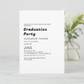 Modern Black Typography Afstudeerder Party Invitat Kaart (Staand voorkant)