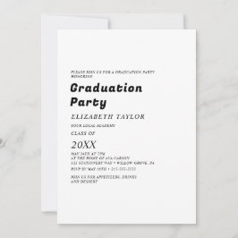 Modern Black Typography Afstudeerder Party Invitat Kaart