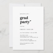 Modern Black Typography Afstudeerder Party Kaart (Voorkant)