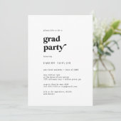 Modern Black Typography Afstudeerder Party Kaart (Staand voorkant)
