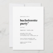 Modern Black Typography Bachelorette Party Kaart (Voorkant)