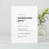 Modern Black Typography Bachelorette Party Kaart (Staand voorkant)