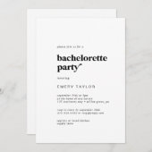 Modern Black Typography Bachelorette Party Kaart (Voorkant / Achterkant)