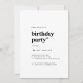 Modern Black Typography Birthday Party Kaart (Voorkant)
