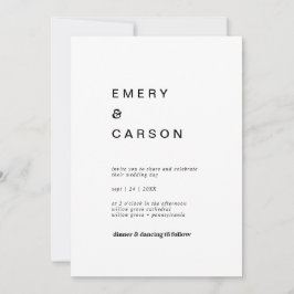 Modern Black Typography Casual Wedding Kaart