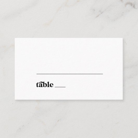 Modern Black Typography Flat Wedding Plaatskaartje (Voorkant)