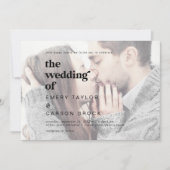 Modern Black Typography Horizontal Photo Wedding Kaart (Voorkant)