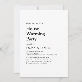 Modern Black Typography Housewarming Party Kaart