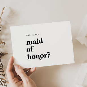 Modern Black Typography Maid of Honor proposal Kaart