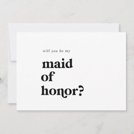 Modern Black Typography Maid of Honor proposal Kaart (Voorkant)