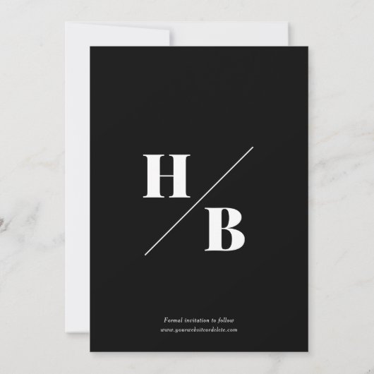 Modern Black Typography Monogram Wedding Save The Date (Achterkant)