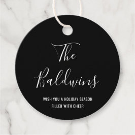 Modern Black Typography Name Holiday Bedankjes Labels