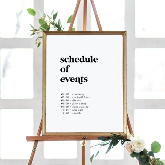 Modern Black Typography Order of Events Poster