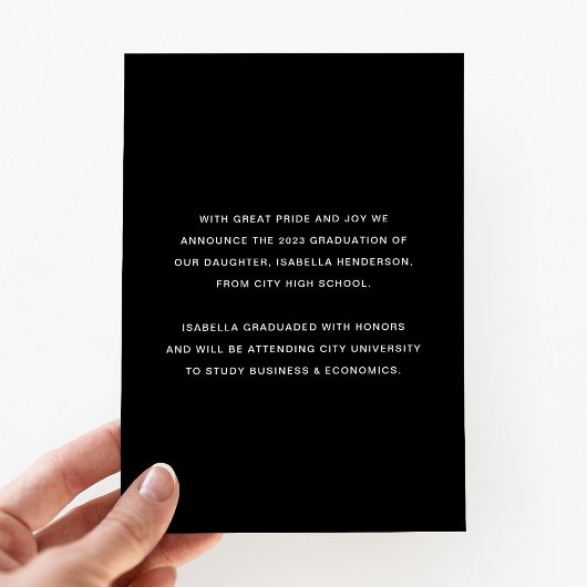 Modern Black Typography Photo Afstuderen Aankondiging