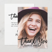 Modern Black Typography Photo Afstuderen Bedankkaart (Voorkant / Achterkant)