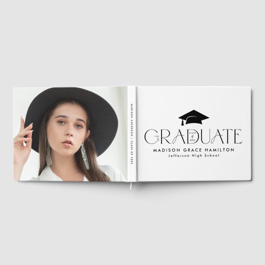 Modern Black Typography Photo Afstuderen Gastenboek (Volledig)