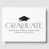 Modern Black Typography Photo Afstuderen Gastenboek (Voorkant)