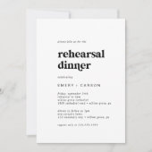 Modern Black Typography Rehearsal Dinner Kaart (Voorkant)