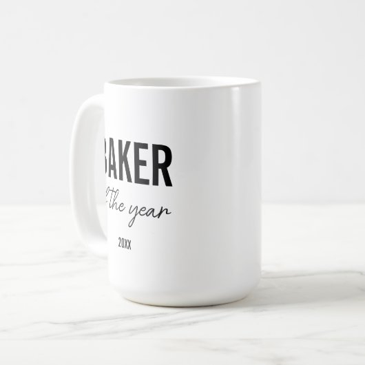 Modern Black Typography Simple Personalized Baker Koffiemok (Voorkant links)