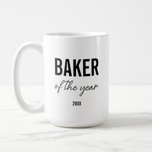 Modern Black Typography Simple Personalized Baker Koffiemok (Links)