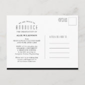 Modern Black Typography Simple Photo Afstuderen Aankondigingskaart (Achterkant)