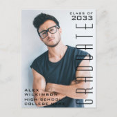 Modern Black Typography Simple Photo Afstuderen Aankondigingskaart (Voorkant)
