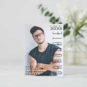 Modern Black Typography Simple Photo Afstuderen Aankondigingskaart (Staand voorkant)