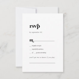 Modern Black Typography Song Request RSVP Card Kaartje