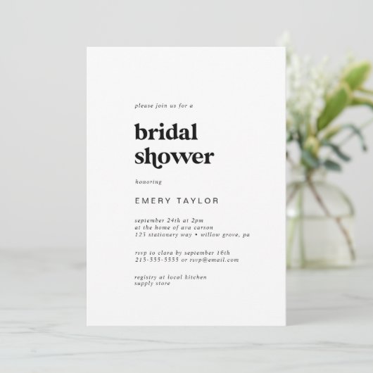 Modern Black Typography Vrijgezellenfeest Kaart (Staand voorkant)