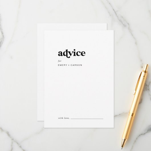 Modern Black Typography Wedding Advieskaart (Voorkant / Achterkant in situ)