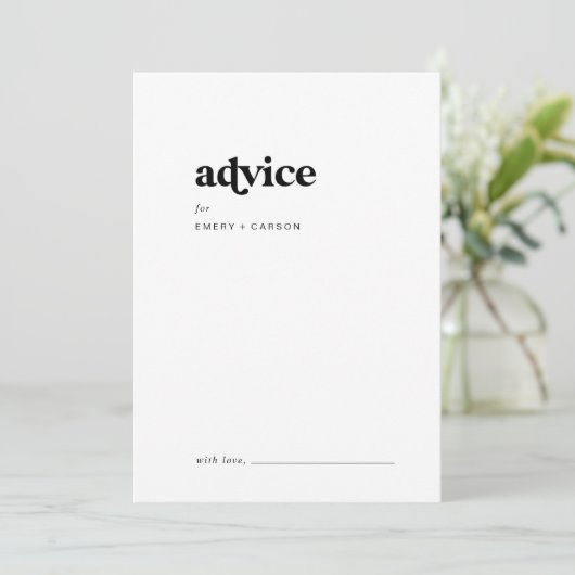 Modern Black Typography Wedding Advieskaart (Staand voorkant)
