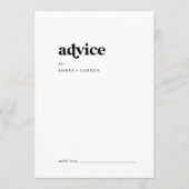 Modern Black Typography Wedding Advieskaart (Voorkant)