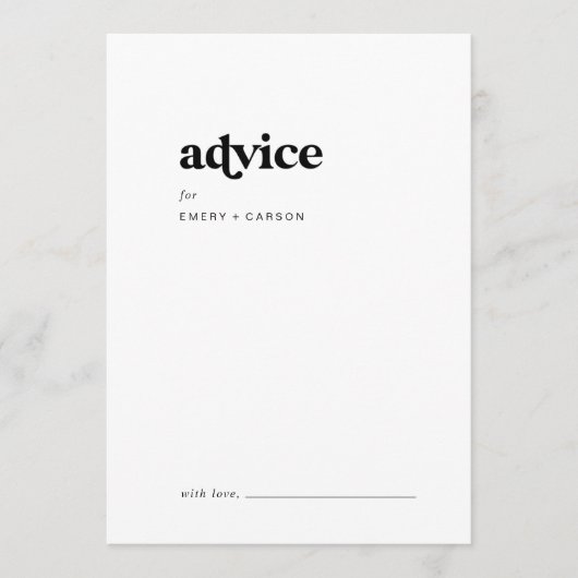 Modern Black Typography Wedding Advieskaart (Voorkant)