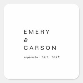 Modern Black Typography Wedding Envelope Seals Vierkante Sticker