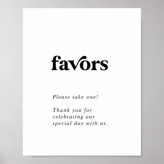 Modern Black Typography Wedding Favors Poster (Voorkant)
