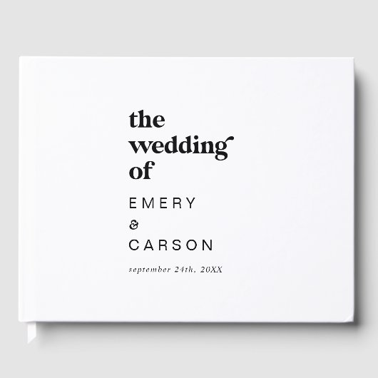 Modern Black Typography Wedding Gastenboek (Voorkant)