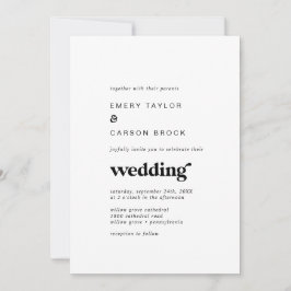 Modern Black Typography Wedding Kaart
