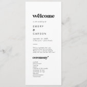 Modern Black Typography Wedding Programme Programmakaart (Voorkant)